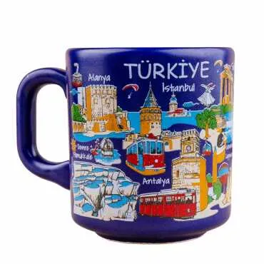 Türkiye Temalı Yöresel Seramik Kapuçino Kupa