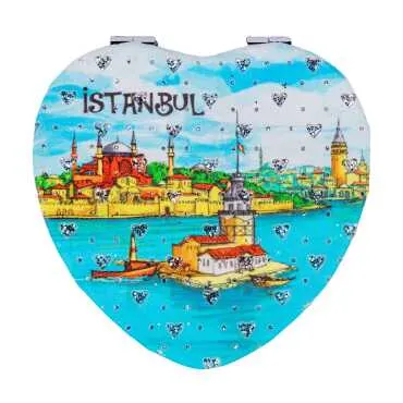 İstanbul Temalı Myros Kalp Pu Ayna