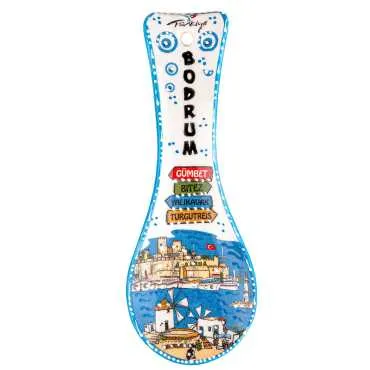 Bodrum Temalı Seramik Serigrafi Kaşık Altlığı