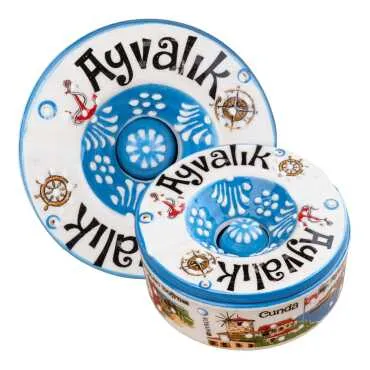 Ayvalık Temalı Yöresel Kapaklı Büyük Küllük 115*55 Mm