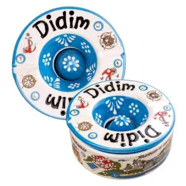 Didim Temalı Yöresel Seramik Kapaklı Küçük Küllük 110 Mm