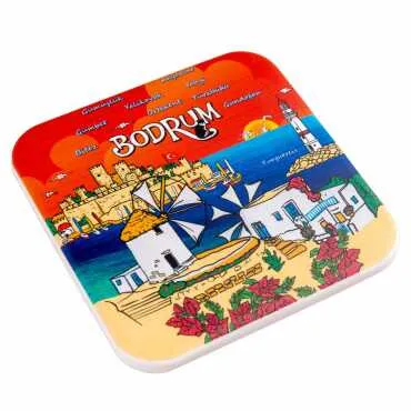 Bodrum Temalı MYROS UV KARE BARDAKALTI 100 MM - 7