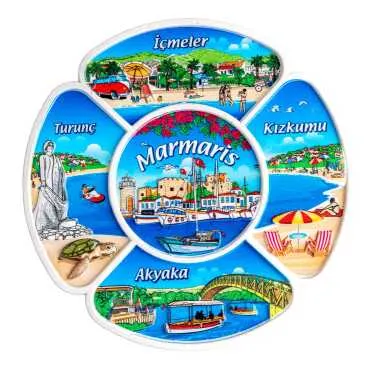 Marmaris Temalı Uv Baskılı Polyester Tabak 15 Cm