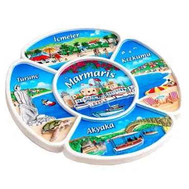 Marmaris Temalı Uv Baskılı Polyester Tabak 15 Cm - Standart - 2