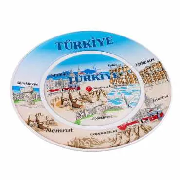 Türkiye Temalı Myros Seramik Resim Tabak 26 cm - Standart - 4
