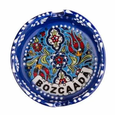 Bozcaada Temalı Çini Küçük Klasik Özel Kabartma Küllük - 3