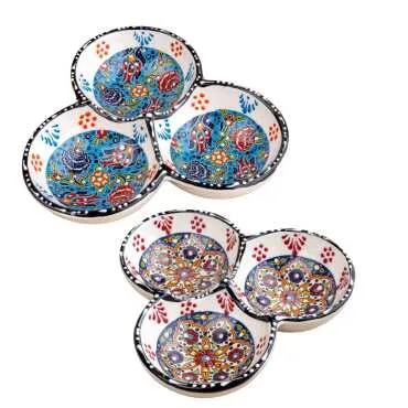 Özel Kabartma Üçlü Yuvarlak Çerezlik Küçük 13 Cm - 2
