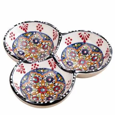 Özel Kabartma Üçlü Yuvarlak Çerezlik Küçük 13 Cm - 3
