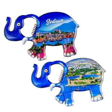 Bodrum Temalı Myros Metal Büyük Fil Açacak Magnet 100x60 mm - 2