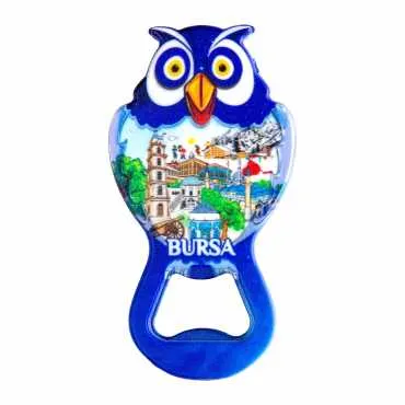 Bursa Temalı Myros Metal Baykuş Açacak Magnet 88x47 mm - 3