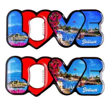 Bodrum Temalı Myros Metal Love Açacak Magnet 114x47 mm - 2