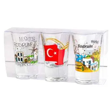 Bodrum Themed Shot Glass Set of 3 Pcs - Standart - 2