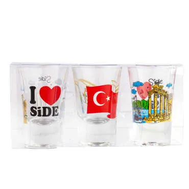 Side Temalı Üçlü Shot Bardak