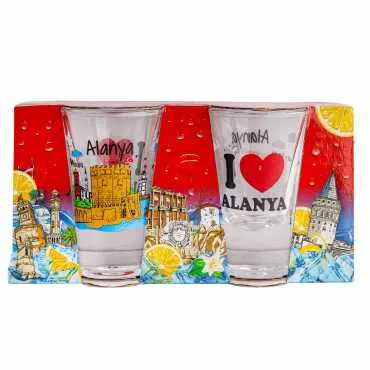 Alanya Themed Shot Glass Set of 2 Pcs