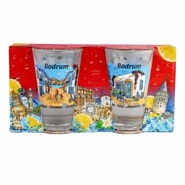 Bodrum Themed Shot Glass Set of 2 Pcs