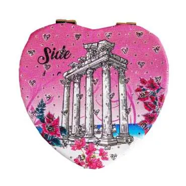 Wholesale Side Themed Myros Heart Compact Mirror