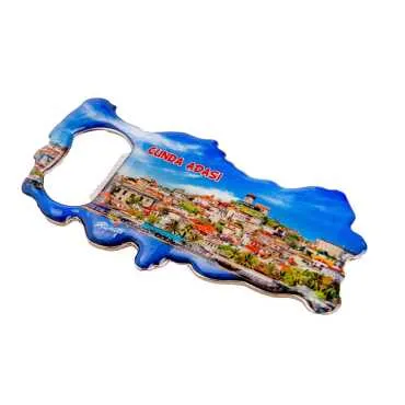 Cunda Themed Map Shaped Metal Magnetic Bottle Opener 100x45 mm - Standart - 2