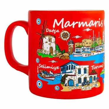 Marmaris Region Themed Customised Serigraphy Printed Ceramic Mug 82x90 mm