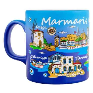 Toptan Marmaris Bölgesi Temalı Seramik Renkli Baskılı Kupa 82x90 mm - 10