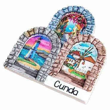 Cunda Themed Myros Local Design Polyester Refrigerator Magnet - 17