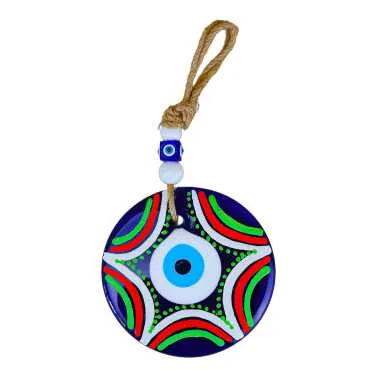 Mandala Desenli Cam Nazar Duvar Süsü 8 Cm - 4