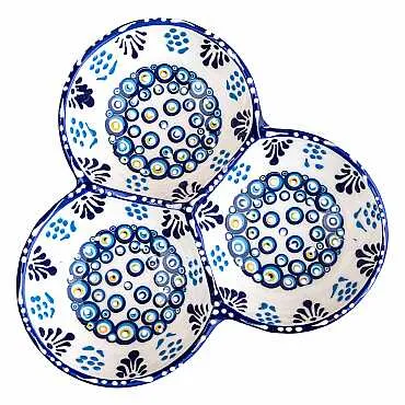Nazar Temalı Özel Kabartma  Üçlü Yuvarlak Çerezlik Orta 18 Cm - 4
