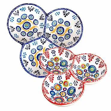 Nazar Temalı Özel Kabartma  Üçlü Yuvarlak Çerezlik Orta 18 Cm - 3