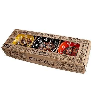Toptan Myros Özel Kabartma 3'lü Kase 8 Cm - 01 - 4