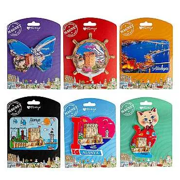 Alanya Themed UV Printed Carded Plastic Refrigerator Magnet - 3