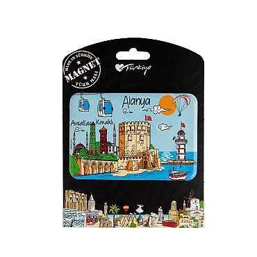 Alanya Themed UV Printed Carded Plastic Refrigerator Magnet - 8
