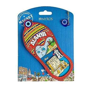 Alanya Themed UV Printed Carded Wooden Refrigerator Magnet