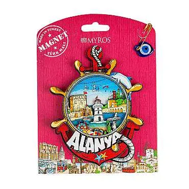Alanya Themed UV Printed Carded Wooden Refrigerator Magnet - 5