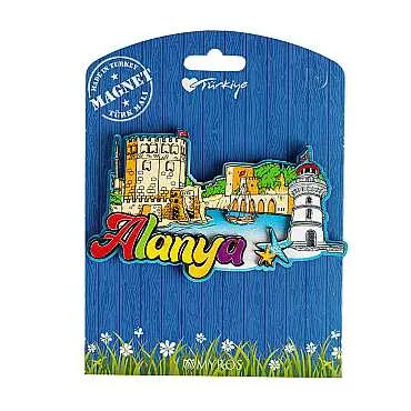 Alanya Themed UV Printed Carded Wooden Refrigerator Magnet - 7