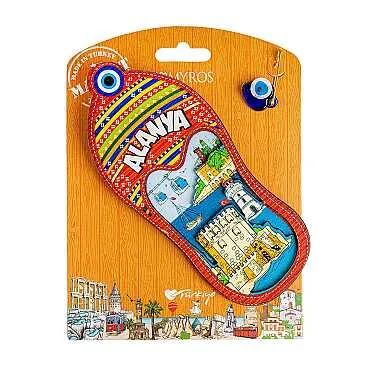 Alanya Themed UV Printed Carded Wooden Refrigerator Magnet - 17