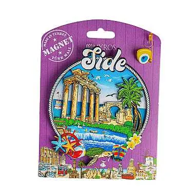 Side Themed UV Printed Carded Wooden Refrigerator Magnet - 11