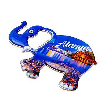 Alanya Temalı Myros Metal Büyük Fil Açacak Magnet 100x60 mm - 7