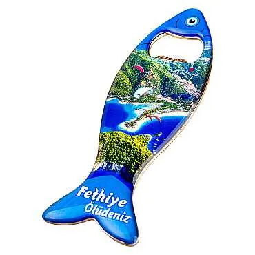 Fethiye Bölgesi Temalı Myros Metal Balık Açacak Magnet 120x43 mm