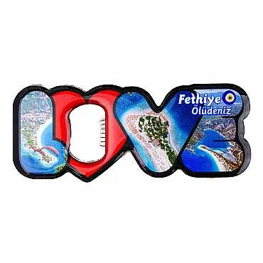 Fethiye Bölgesi Temalı Myros Metal Love Açacak Magnet 114x47 mm - Standart - 2