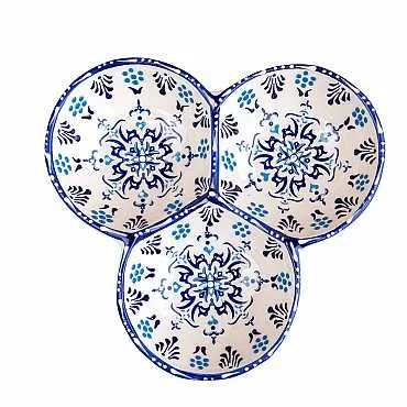 MAVİ-BEYAZ ÜÇLÜ YUVARLAK ÇEREZLİK ORTA 18 CM