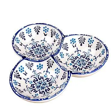 MAVİ-BEYAZ ÜÇLÜ YUVARLAK ÇEREZLİK ORTA 18 CM - 5