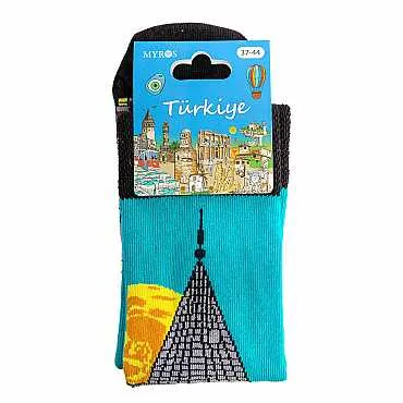 İstanbul Temalı Desenli Soket Çorap