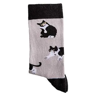 Kedi Temalı Desenli Soket Çorap