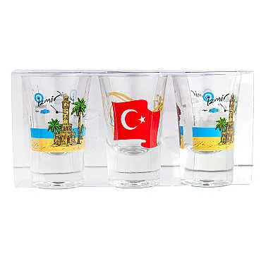 İzmir Temalı Üçlü Shot Bardak
