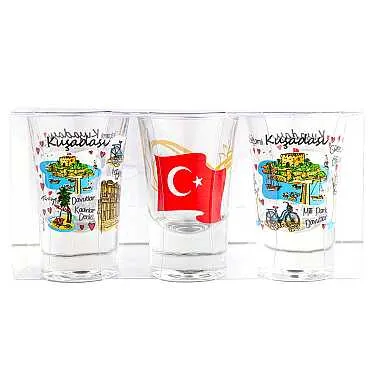 Kuşadası Temalı Üçlü Shot Bardak