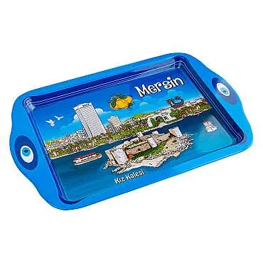 Mersin Temalı Mini Metal Tepsi (25*16 Cm)