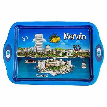 Mersin Temalı Mini Metal Tepsi (25*16 Cm) - Standart - 2