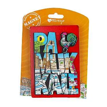 Pamukkale Temalı Uv Baskılı Kartonetli Ahşap Magnet