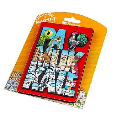 Pamukkale Temalı Uv Baskılı Kartonetli Ahşap Magnet - 5