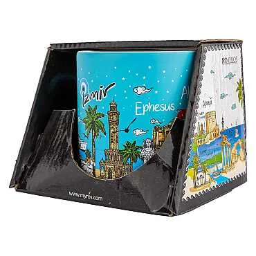 İzmir Temalı Kutulu Renkli Baskılı Seramik Kupa 82x90 mm - 7