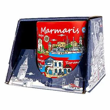 Marmaris Temalı Kutulu Renkli Baskılı Seramik Kupa 82x90 mm - 11